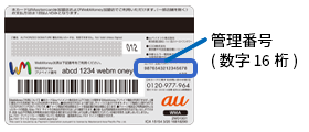 au PAY プリペイドカード裏面 管理番号
