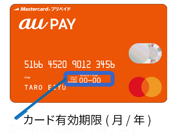 au PAY プリペイドカード表面　有効期限